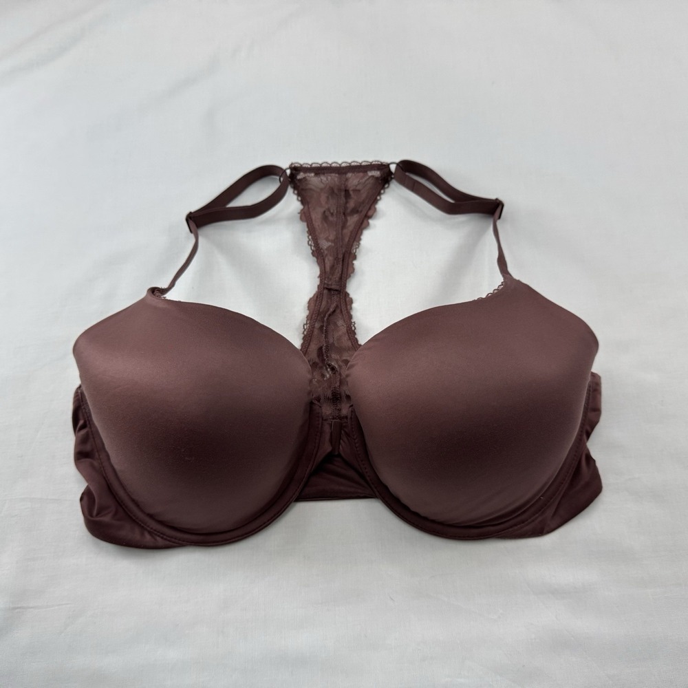 Victoria's Secret Lined Demi Bra 36DD Racerback Maroon Underwire Front Clasp